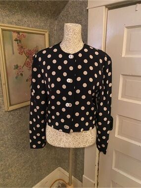 Rare vintage Carolyne Roehm for Elizabeth Arden crop jacket black / polka dot 10